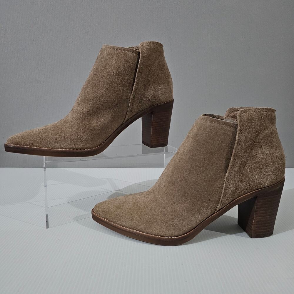 Dolce Vita Spade Pull On Ankle Bootie Womens 9.5 Mushroom Suede Block Heel Fall - Picture 2 of 13